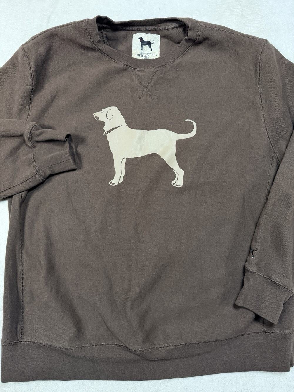 The Black Dog Brown Heavyweight Crewneck Sweatshirt Heritage Coastal Prep Sz LG